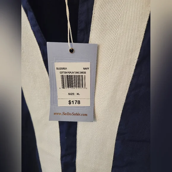 STS  Sail to Sable Blue and White Shift Dress Sz Xl - Picture 3 of 6